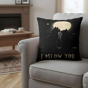 Schattigee 'I Meow You' Pun Black Cats in Love Kussen