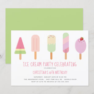 Schattigee Ice Cream Party verjaardagsuitnodiging Kaart