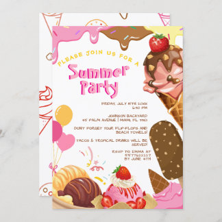 Schattigee Ice Cream Summer Party uitnodiging