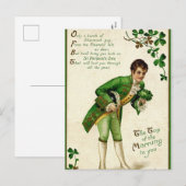 Schattigee Ierse lad klaver Saint Patrick's Day Feestdagenkaart (Voorkant / Achterkant)