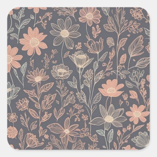 Schattigee illustratie grafische lijn getekende bl vierkante sticker (Voorkant)