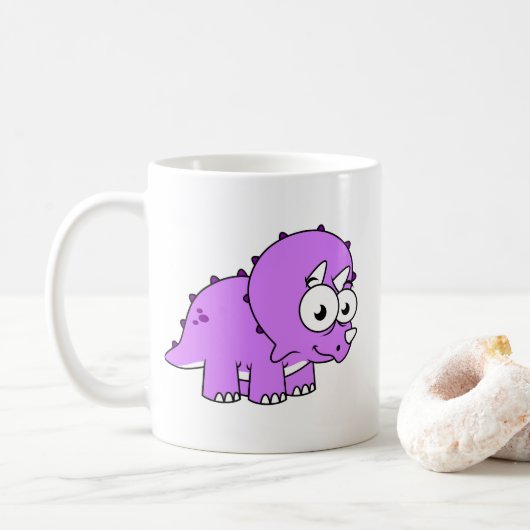 Schattigee illustratie van een Triceratops. Koffiemok (Met donut)