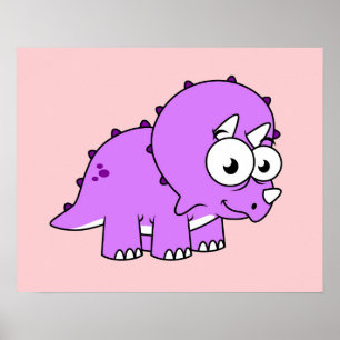 Schattigee illustratie van een Triceratops. Poster