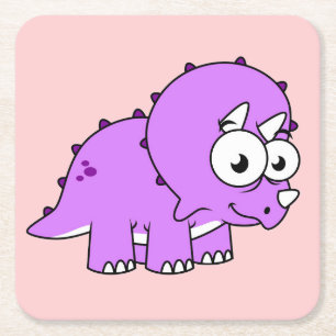 Schattigee illustratie van een Triceratops. Vierkante Kartonnen Onderzetter