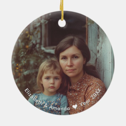 Schattigee illustratie van moeder en kind | Moeder Keramisch Ornament (Achterkant)