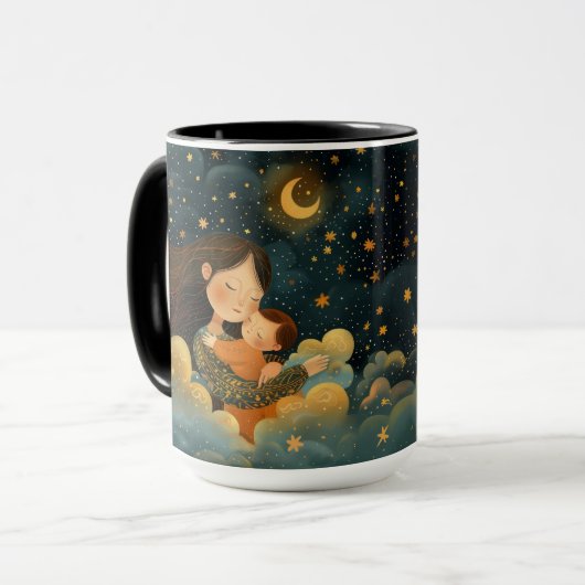 Schattigee illustratie van moeder en kind | Moeder Mok (Voorkant links)