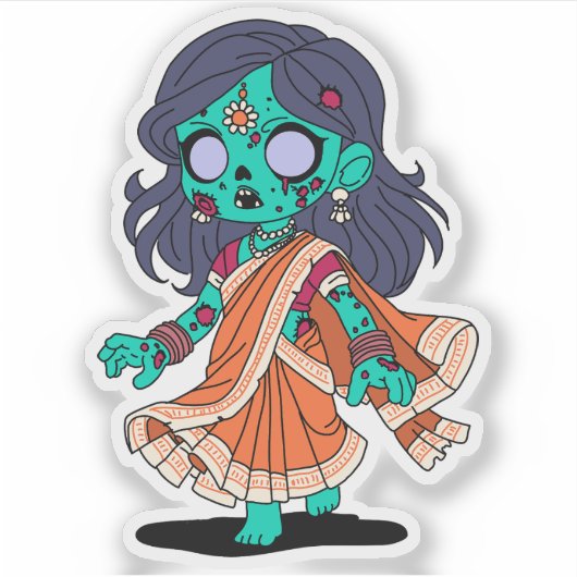Schattigee Indiase zombie Sticker (Voorkant)
