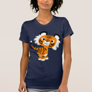 Schattigee Inquisitieve Cartoon Tijger Vrouwen T-s T-shirt