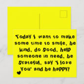 Schattigee Inspirerend Quote Print Geel Briefkaart (Voorkant / Achterkant)