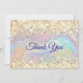 Schattigee iriserende faux gouden glitter kerst bedankkaart (Voorkant)