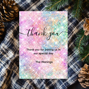 Schattigee iriserende roze faux glitter bedankt kaart