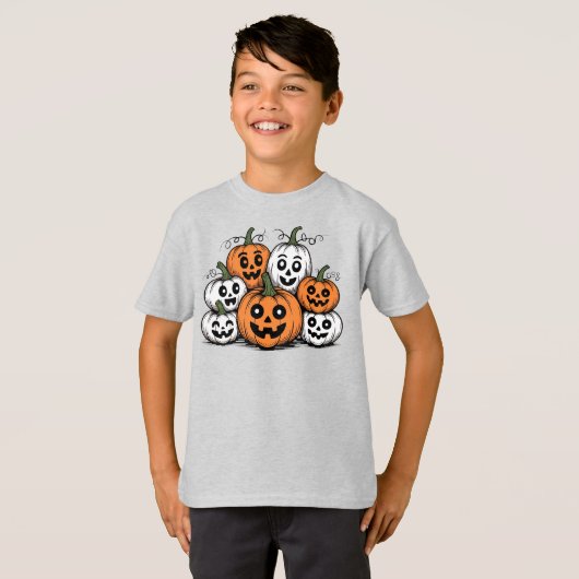 Schattigee Jack-o'-Lantern Crowd T-shirt (Voorkant volledig)
