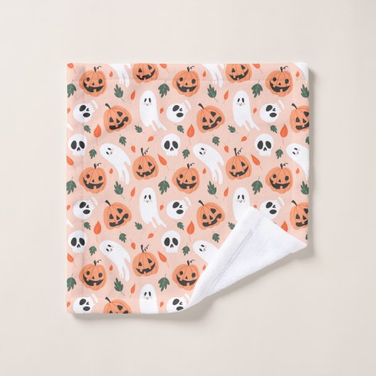 Schattigee Jack-O-Lantern & Ghost Pattern Bad Handdoek (Wasdoekje)