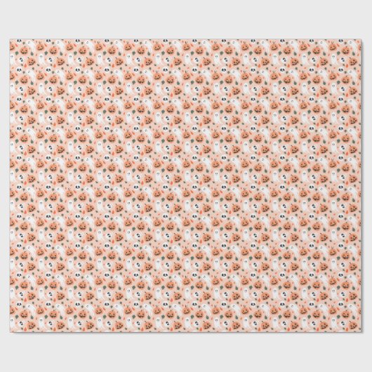 Schattigee Jack-O-Lantern & Ghost Pattern Cadeaupapier (Vlak)