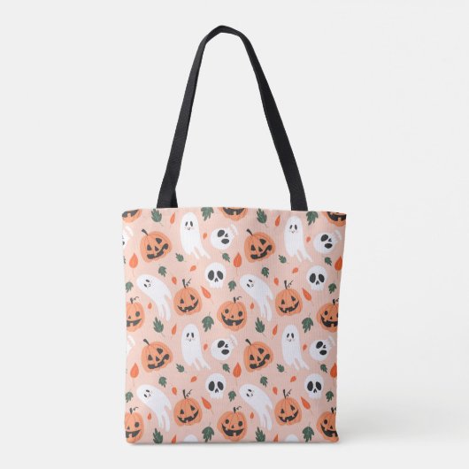 Schattigee Jack-O-Lantern & Ghost Pattern Draagtas (Achterkant)