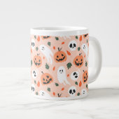 Schattigee Jack-O-Lantern & Ghost Pattern Extra Grote Beker (Voorkant rechts)