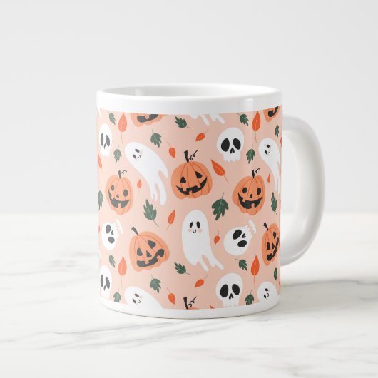 Schattigee Jack-O-Lantern & Ghost Pattern Extra Grote Beker (Voorkant rechts)