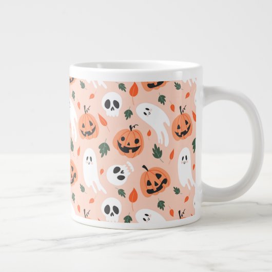 Schattigee Jack-O-Lantern & Ghost Pattern Extra Grote Beker (Rechts)