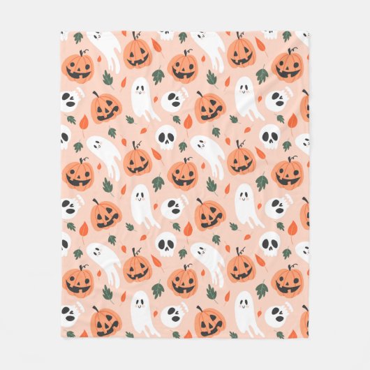 Schattigee Jack-O-Lantern & Ghost Pattern Fleece Deken (Voorkant)