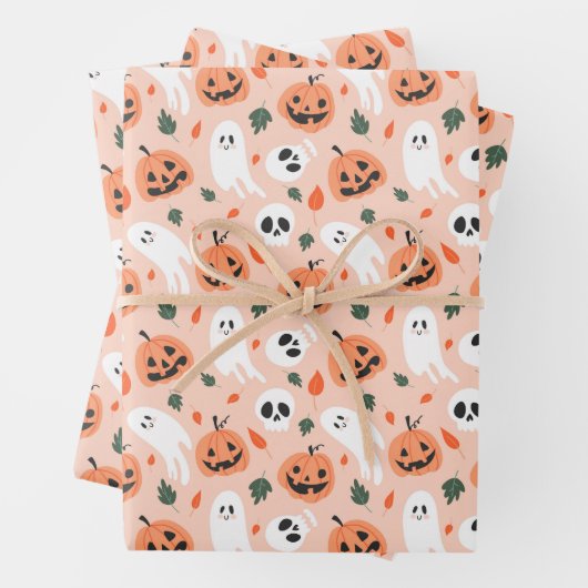 Schattigee Jack-O-Lantern & Ghost Pattern Inpakpapier Vel (In situ)