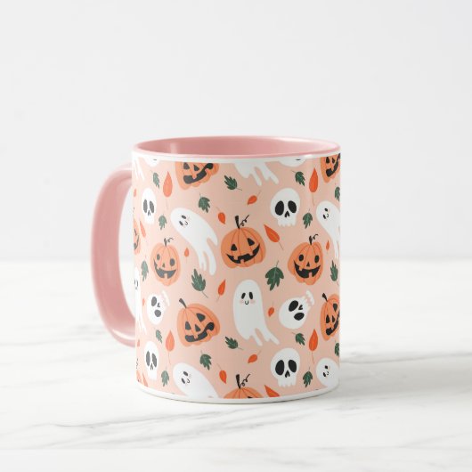 Schattigee Jack-O-Lantern & Ghost Pattern Mok (Voorkant links)