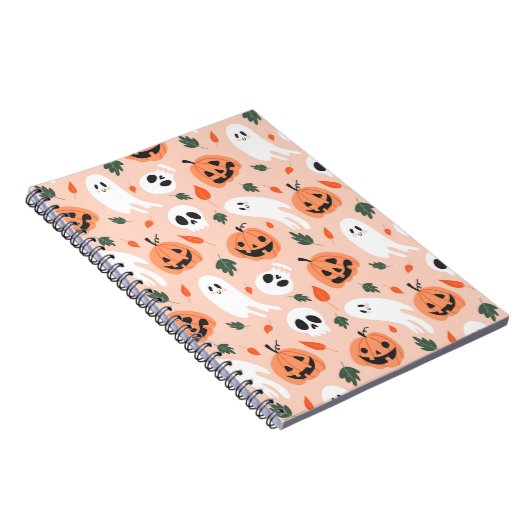 Schattigee Jack-O-Lantern & Ghost Pattern Notitieboek (Rechterzijde)