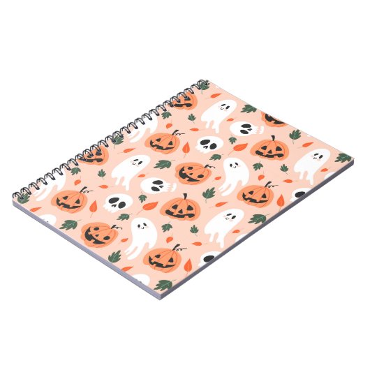 Schattigee Jack-O-Lantern & Ghost Pattern Notitieboek (Linkerzijde)