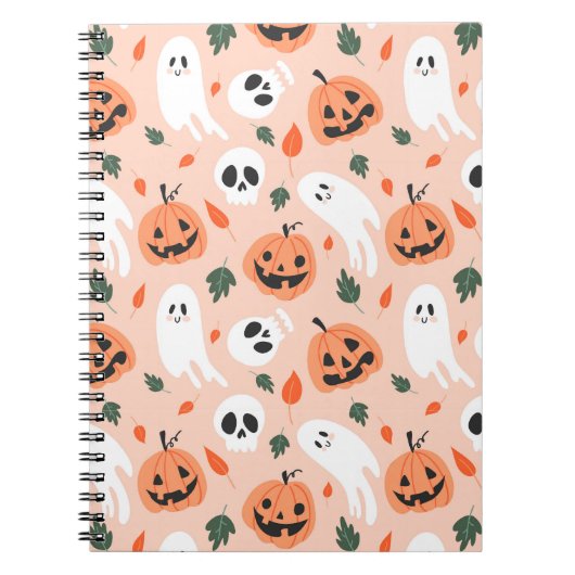 Schattigee Jack-O-Lantern & Ghost Pattern Notitieboek (Voorkant)