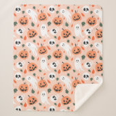 Schattigee Jack-O-Lantern & Ghost Pattern Sherpa Deken (Voorkant)
