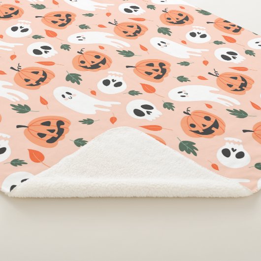 Schattigee Jack-O-Lantern & Ghost Pattern Sherpa Deken (3/4)