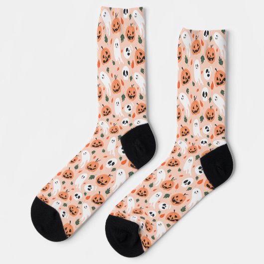 Schattigee Jack-O-Lantern & Ghost Pattern Sokken (Links)