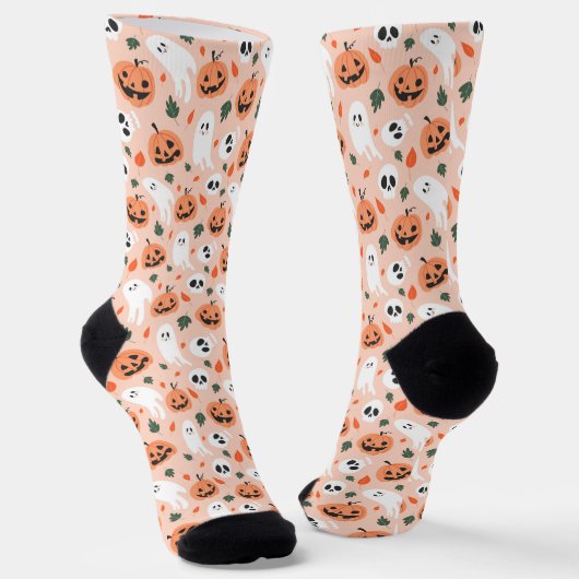 Schattigee Jack-O-Lantern & Ghost Pattern Sokken (Gebogen)