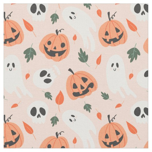 Schattigee Jack-O-Lantern & Ghost Pattern Stof (Close Up)