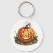 Schattigee Jack-O'-Lantern Halloween Pumpkin Sleut Sleutelhanger (Voorkant)
