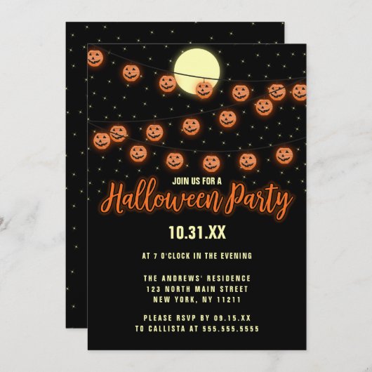 Schattigee Jack O' Lantern Hanging Light Halloween Kaart (Voorkant / Achterkant)