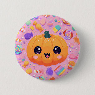 Schattigee Jack-o-Lantern met Snoep - Button