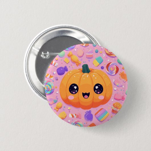 Schattigee Jack-o-Lantern met Snoep - Button (Voorkant /achterkant)