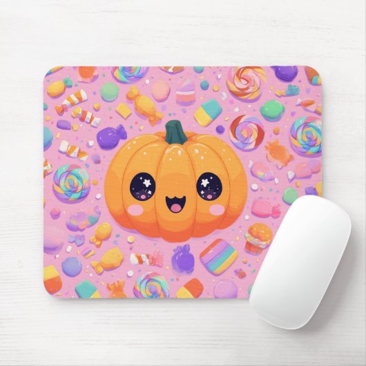 Schattigee Jack-o-Lantern met Snoep - Mousepad Muismat (Met muis)