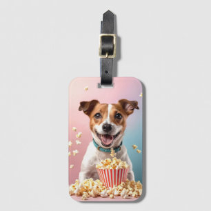 Schattigee Jack Russell Terrier met Popcorn Bagagelabel