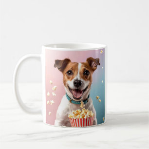 Schattigee Jack Russell Terrier met Popcorn Koffiemok