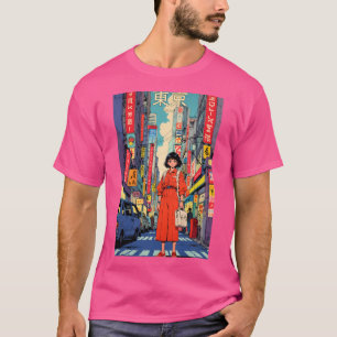 Schattigee jaren 80 retro anime meisje Tokyo Japan T-shirt
