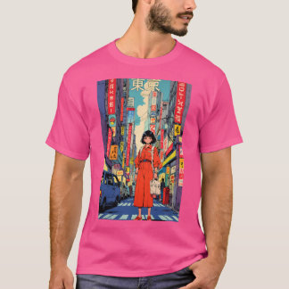 Schattigee jaren 80 retro anime meisje Tokyo Japan T-shirt