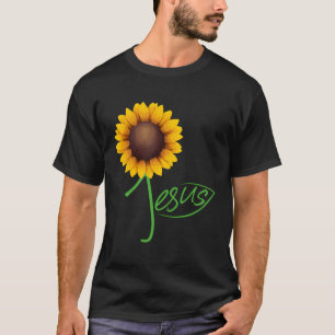 Schattigee Jesus Zonnebloem Gift Christelijke Reli T-shirt