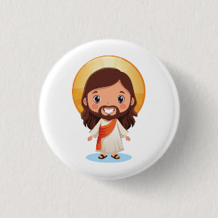 Schattigee Jezus Christus illustratie Ronde Button 3,2 Cm