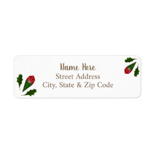 Schattigee Jolly Abstract Red Roses, Green Holly B Etiket