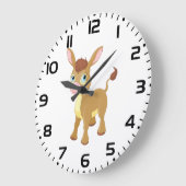 Schattigee jonge ezel met grote blauwe ogen grote klok (Hoek)