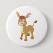 Schattigee jonge ezel met grote blauwe ogen ronde button 7,6 cm (Voorkant)