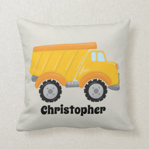 Schattigee jongens toevoegen naam dump truck decor kussen