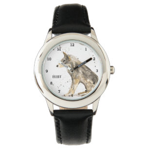 Schattigee Jongens Wolf Dier Kinder Wildlife Woodl Horloge