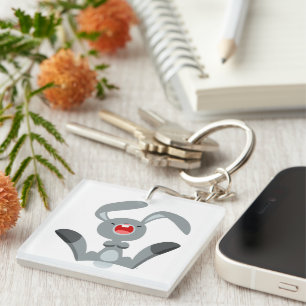 Schattigee Joyful Cartoon Konijn Acryl Sleutelhang Sleutelhanger
